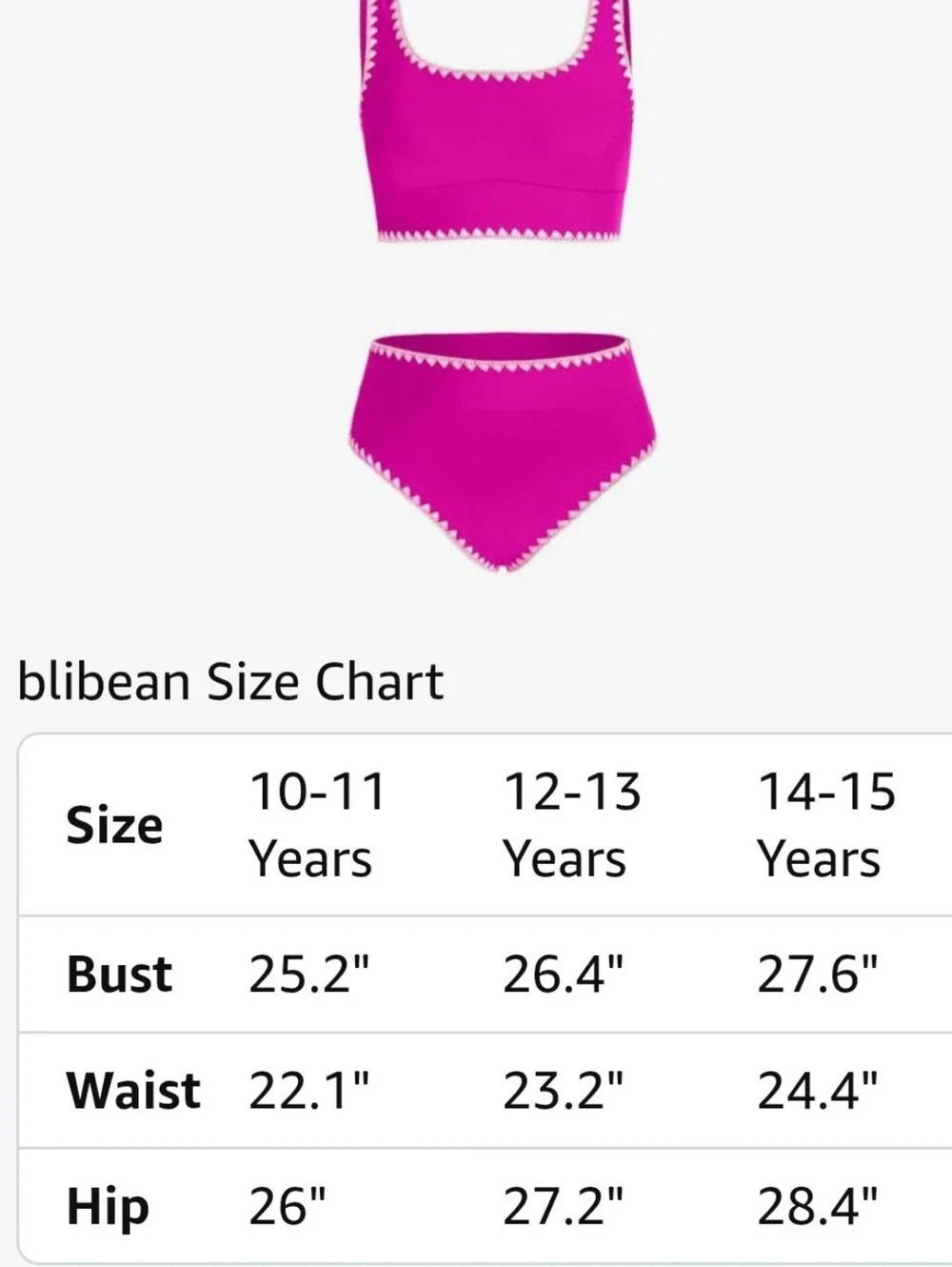 Hot Pink Girls' Two-Piece High-Waist Swim Bikini. Size 10/11 Years. NWOT.